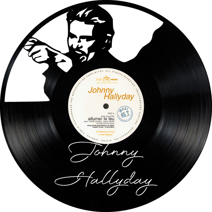 johnny hallyday Laser Cut Vinyl Record artist representation or vinyl clock