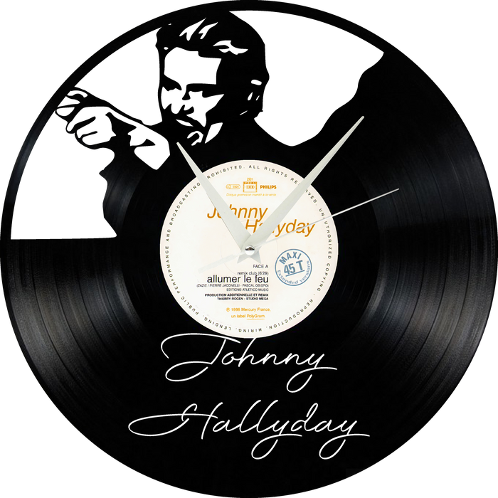 johnny hallyday Laser Cut Vinyl Record artist representation or vinyl clock