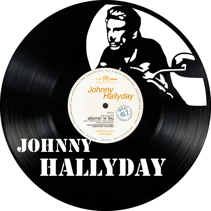 johnny hallyday Laser Cut Vinyl Record artist representation or vinyl clock