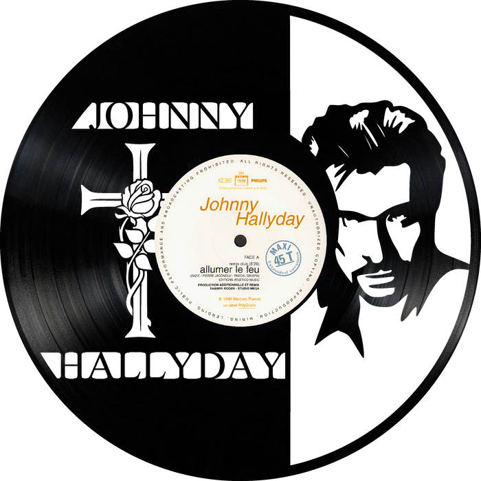 johnny hallyday Laser Cut Vinyl Record artist representation or vinyl clock