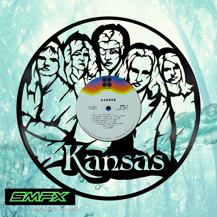 kansas Laser Cut Vinyl Record artist representation or vinyl clock