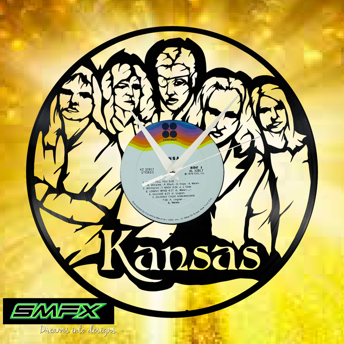 kansas Laser Cut Vinyl Record artist representation or vinyl clock