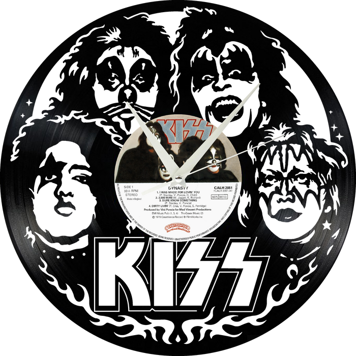 kiss Laser Cut Vinyl Record artist representation or vinyl clock