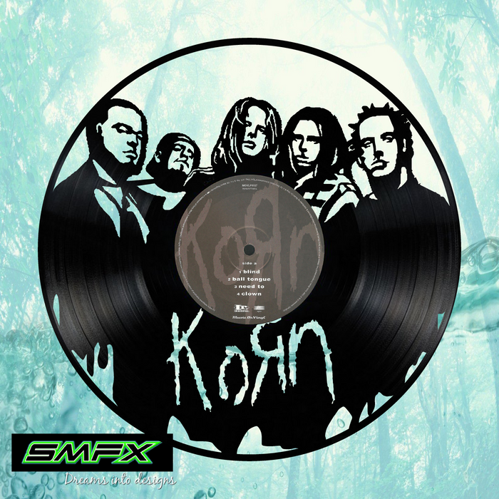 Korn Laser Cut Vinyl Record artist representation or vinyl clock