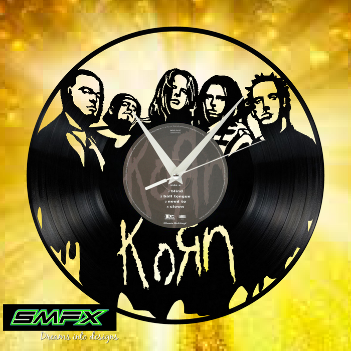 Korn Laser Cut Vinyl Record artist representation or vinyl clock