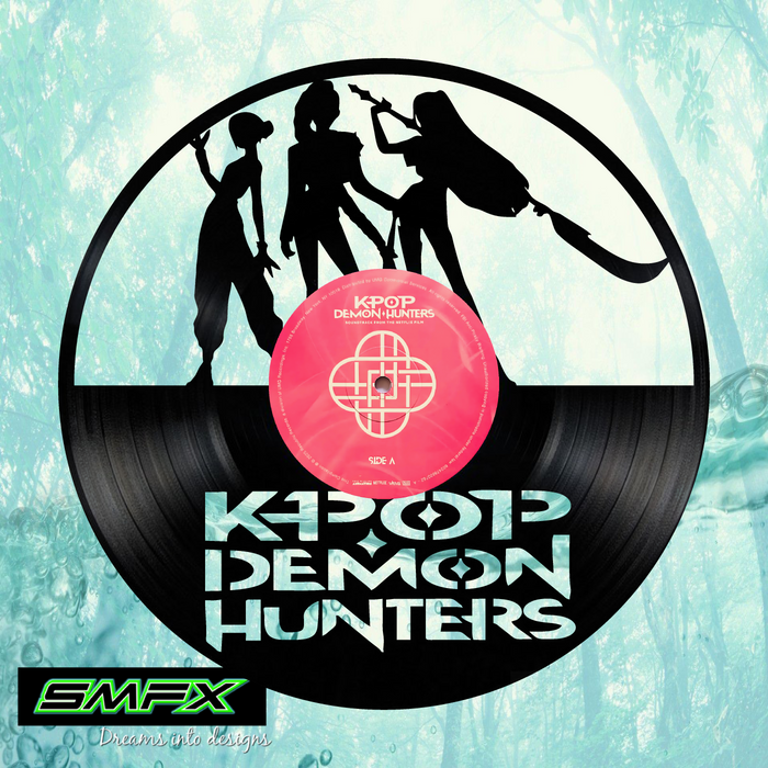 K Pop Demon Hunter Laser Cut Vinyl Record artist representation or vinyl clock