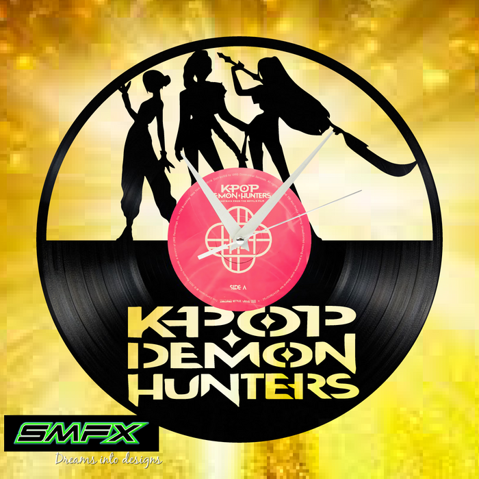 K Pop Demon Hunter Laser Cut Vinyl Record artist representation or vinyl clock