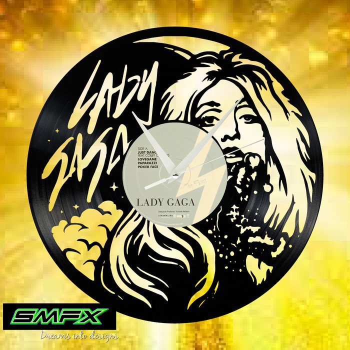 lady gaga Laser Cut Vinyl Record artist representation or vinyl clock