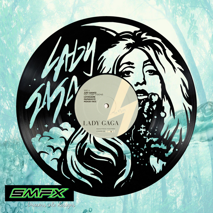 lady gaga Laser Cut Vinyl Record artist representation or vinyl clock