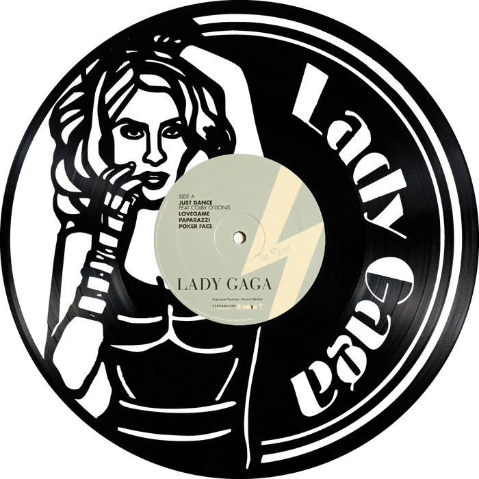lady gaga Laser Cut Vinyl Record artist representation or vinyl clock