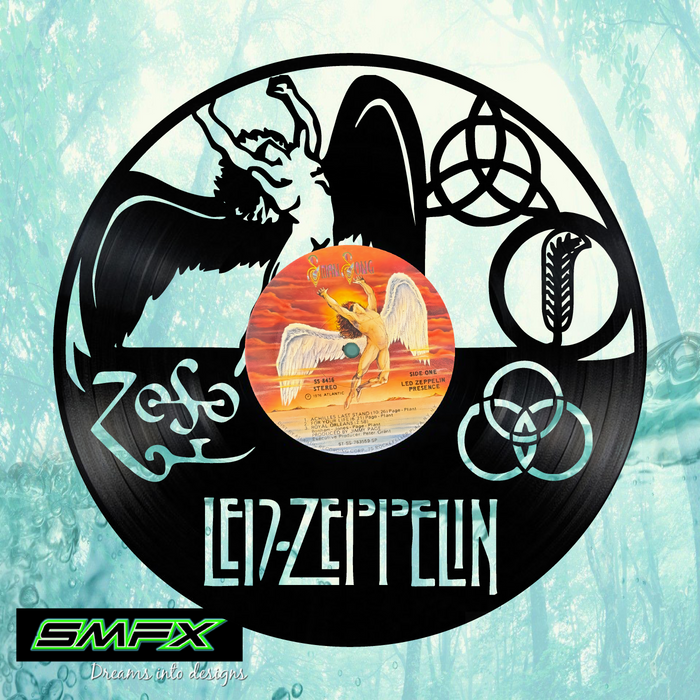 Led Zeppelin Laser Cut Vinyl Record artist representation or vinyl clock