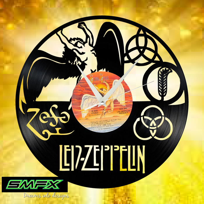 Led Zeppelin Laser Cut Vinyl Record artist representation or vinyl clock