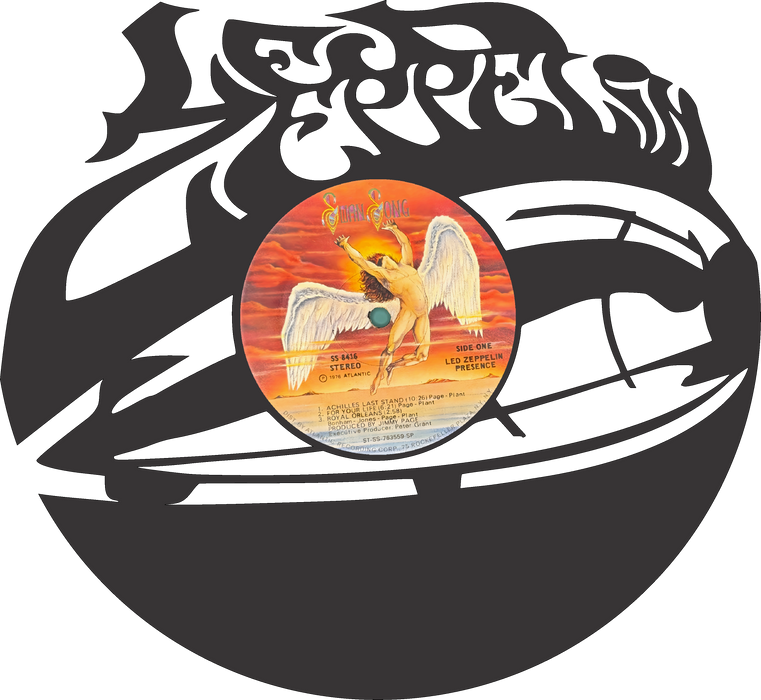 Led Zeppelin Laser Cut Vinyl Record artist representation or vinyl clock