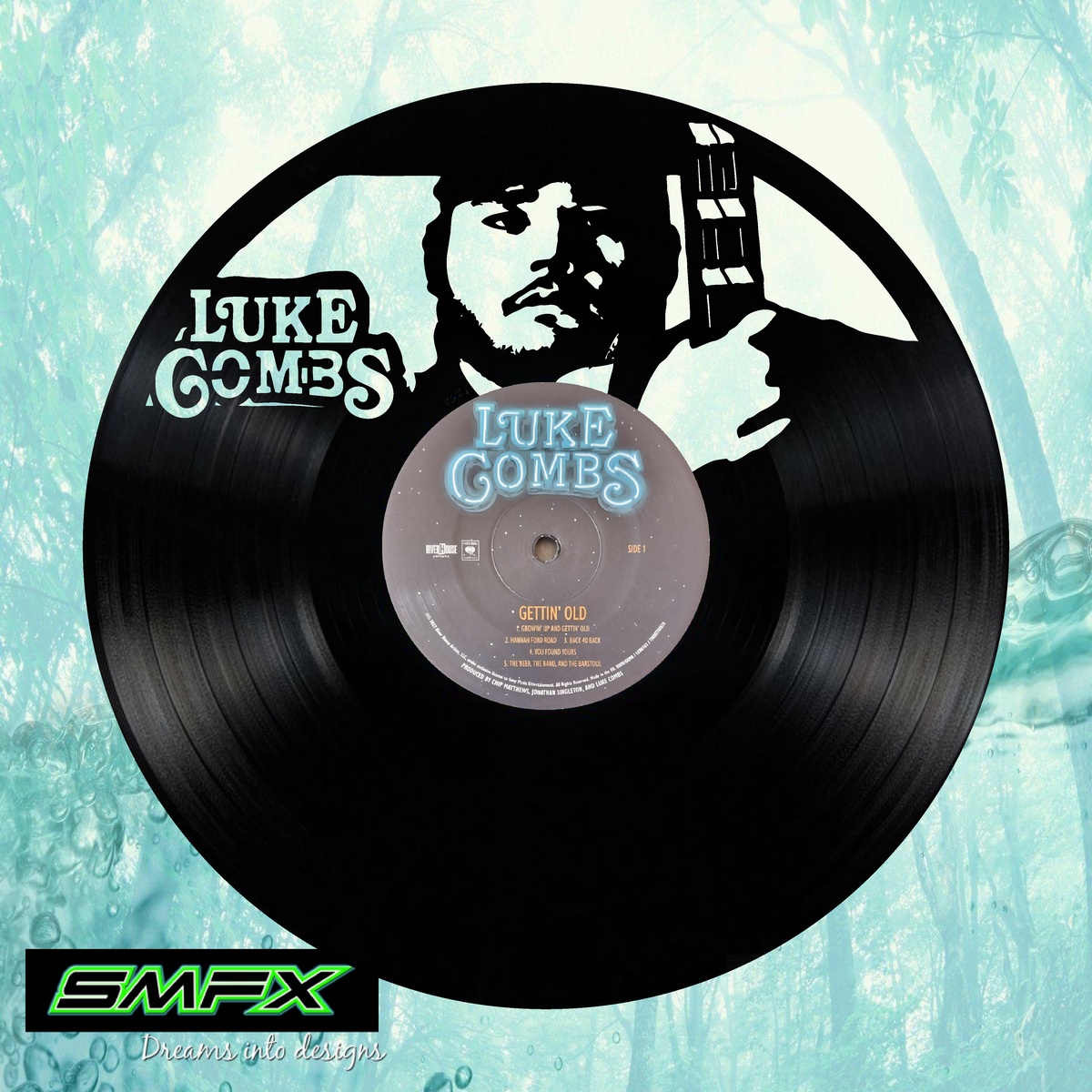 luke combs Laser Cut Vinyl Record artist representation or vinyl clock ...