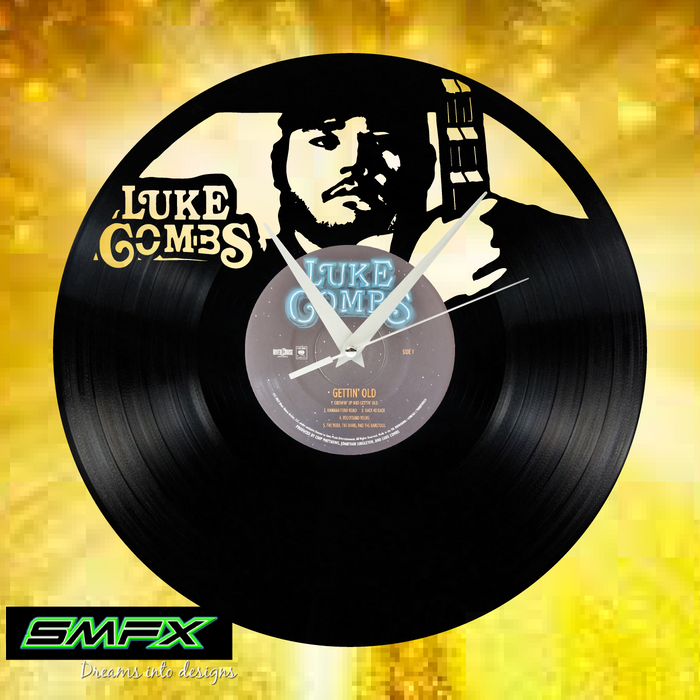 luke combs Laser Cut Vinyl Record artist representation or vinyl clock