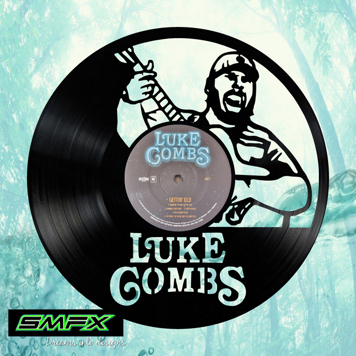 luke combs Laser Cut Vinyl Record artist representation or vinyl clock