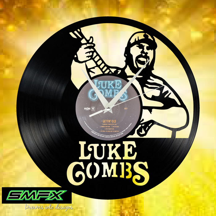 luke combs Laser Cut Vinyl Record artist representation or vinyl clock