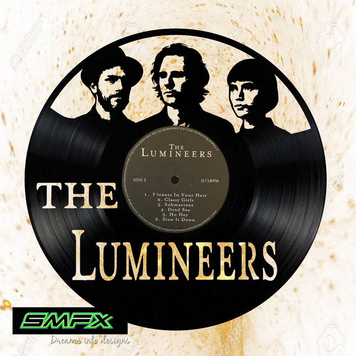 The Lumineers Laser Cut Vinyl Record artist representation or vinyl clock