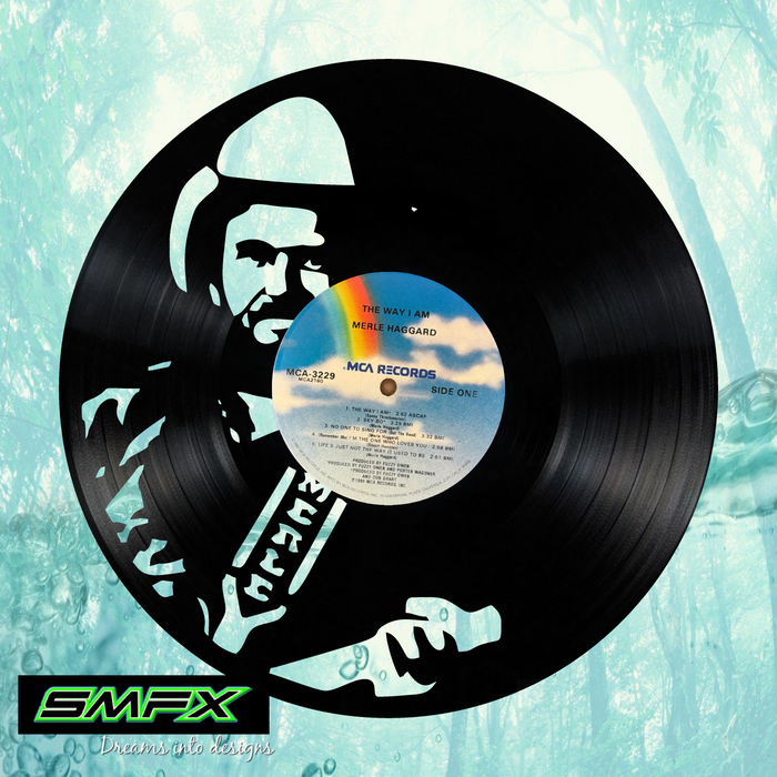 merle haggard Laser Cut Vinyl Record artist representation or vinyl clock