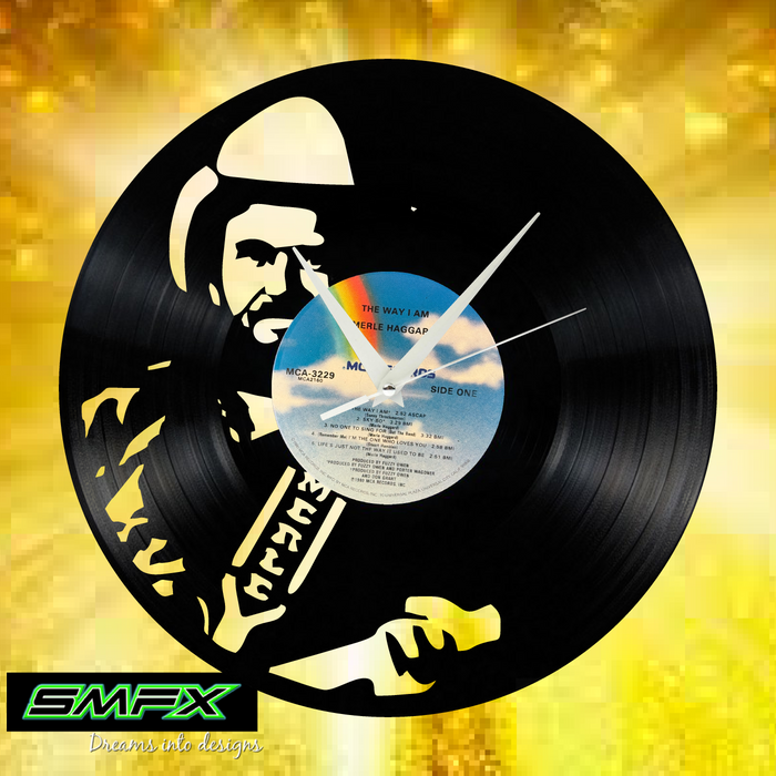 merle haggard Laser Cut Vinyl Record artist representation or vinyl clock