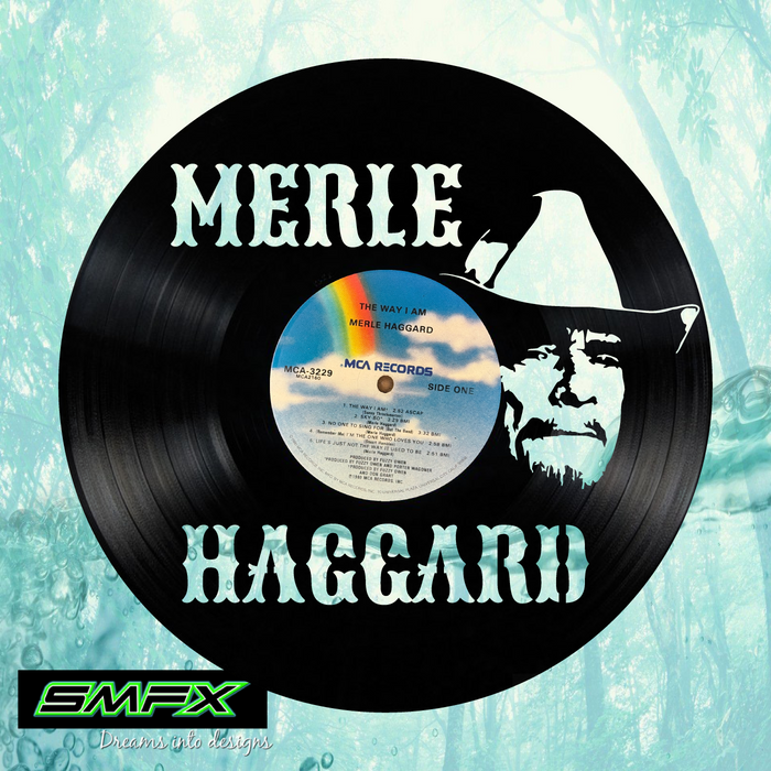 merle haggard Laser Cut Vinyl Record artist representation or vinyl clock