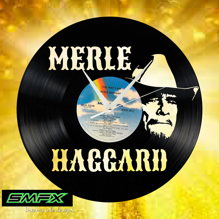 merle haggard Laser Cut Vinyl Record artist representation or vinyl clock