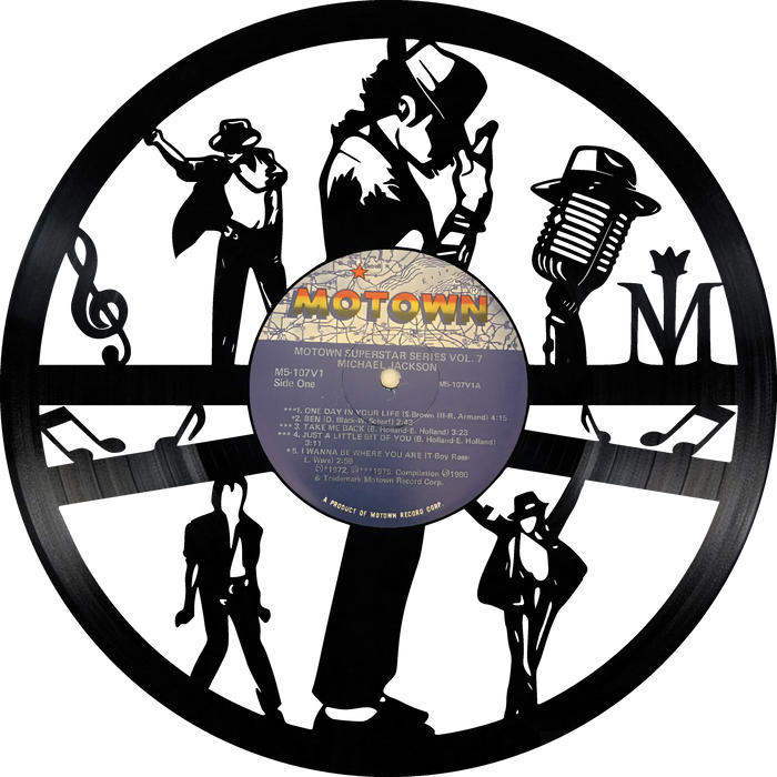 Michael Jackson Laser Cut Vinyl Record artist representation or vinyl clock