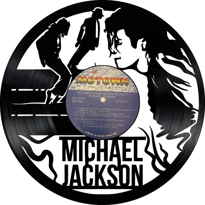 Michael Jackson Laser Cut Vinyl Record artist representation or vinyl clock