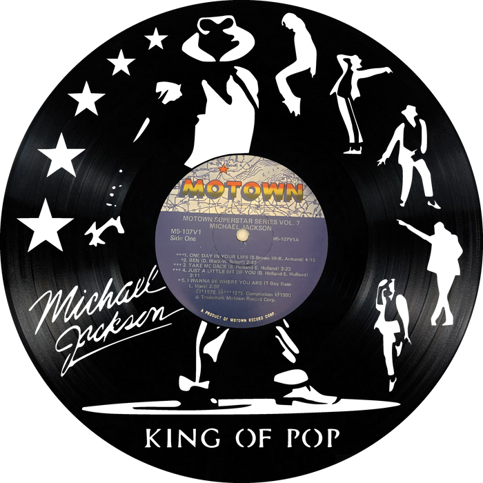 Michael Jackson Laser Cut Vinyl Record artist representation or vinyl clock