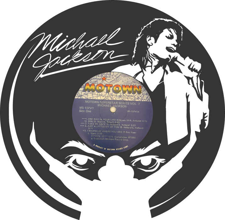 Michael Jackson Laser Cut Vinyl Record artist representation or vinyl clock