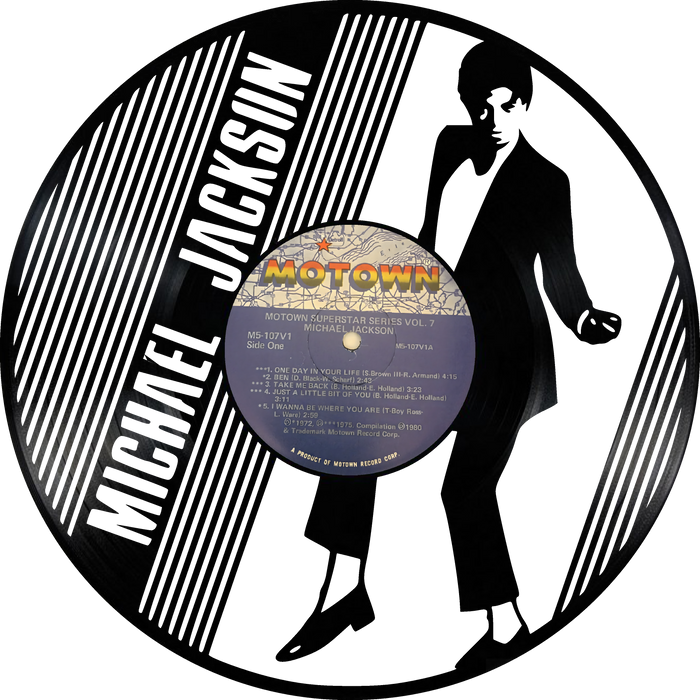 Michael Jackson Laser Cut Vinyl Record artist representation or vinyl clock