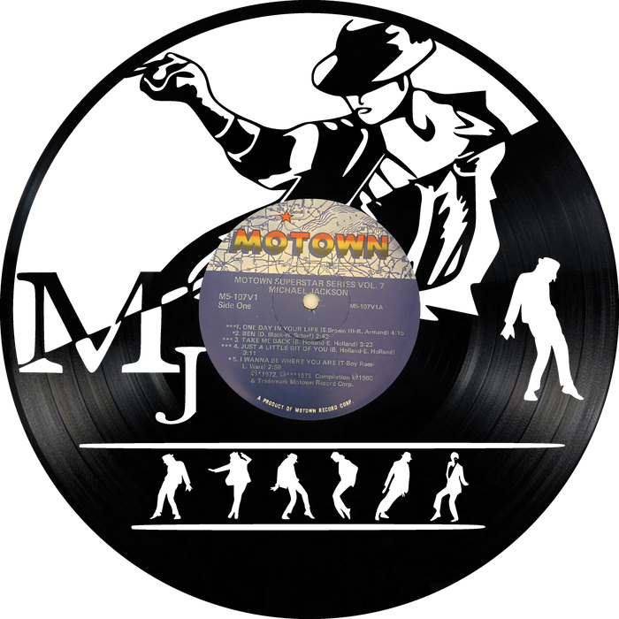 Michael Jackson Laser Cut Vinyl Record artist representation or vinyl clock