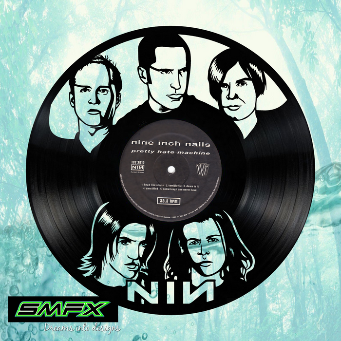 nine inch nails Laser Cut Vinyl Record artist representation or vinyl clock