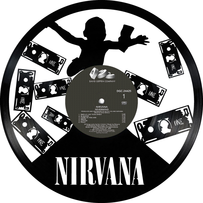 nirvana Laser Cut Vinyl Record artist representation or vinyl clock