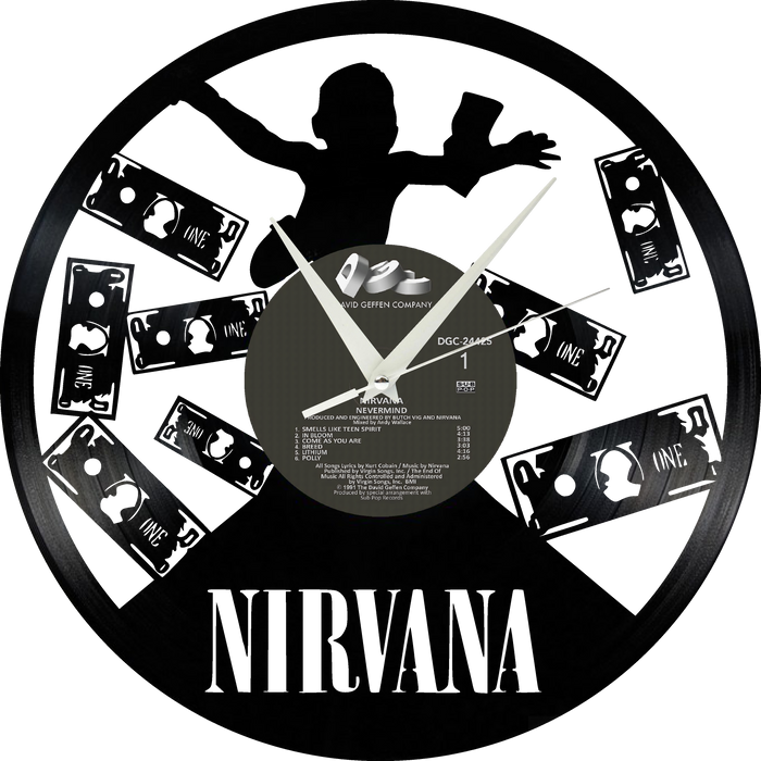 nirvana Laser Cut Vinyl Record artist representation or vinyl clock