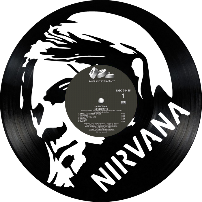nirvana Laser Cut Vinyl Record artist representation or vinyl clock