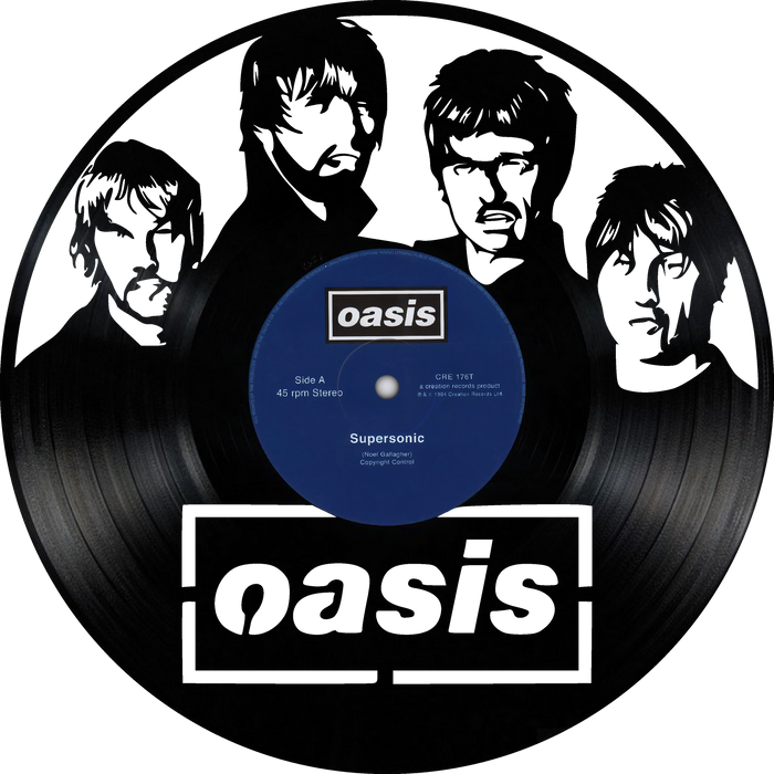 oasis Laser Cut Vinyl Record artist representation or vinyl clock