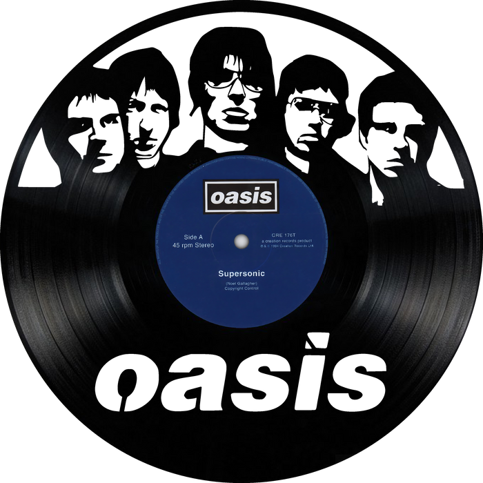 oasis Laser Cut Vinyl Record artist representation or vinyl clock