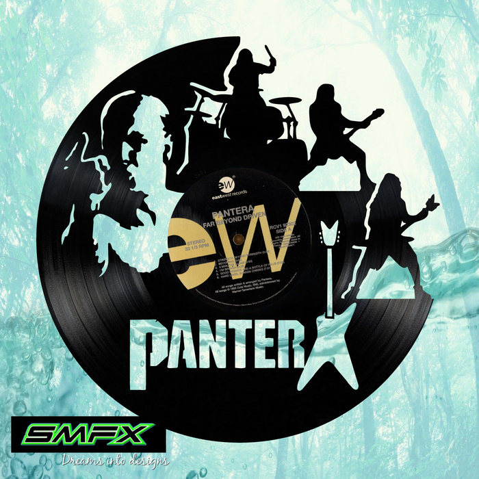 Pantera Laser Cut Vinyl Record artist representation or vinyl clock