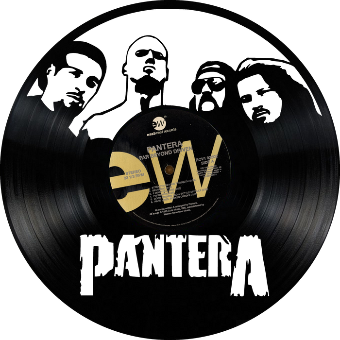 Pantera Laser Cut Vinyl Record artist representation or vinyl clock