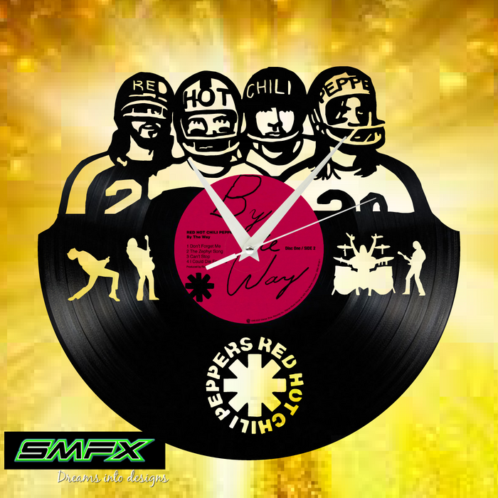 red hot chili peppers Laser Cut Vinyl Record artist representation or vinyl clock