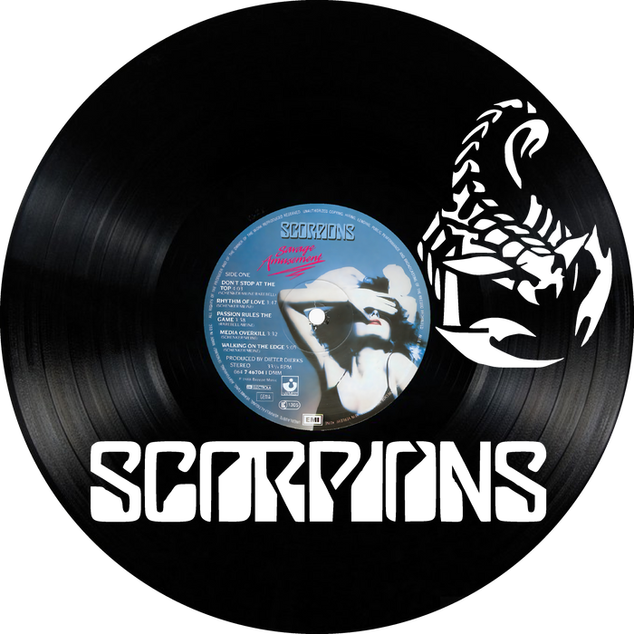 SCORPIONS Laser Cut Vinyl Record artist representation or vinyl clock