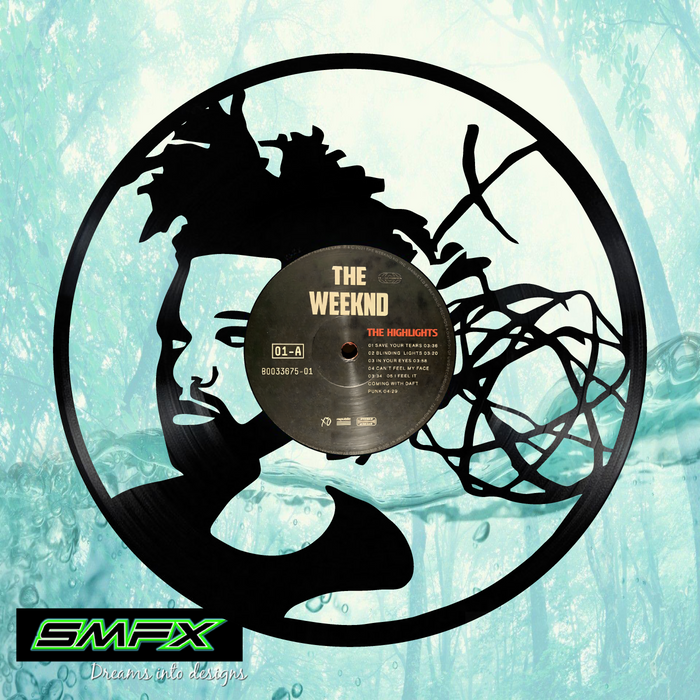the weeknd Laser Cut Vinyl Record artist representation or vinyl clock