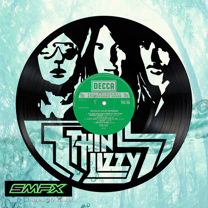 thin lizzy Laser Cut Vinyl Record artist representation or vinyl clock
