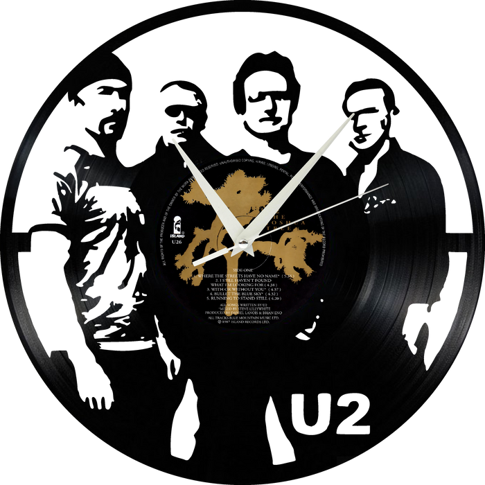 U2 Laser Cut Vinyl Record artist representation or vinyl clock
