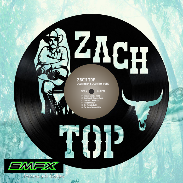 zach top Cut Vinyl Record artist representation or vinyl clock