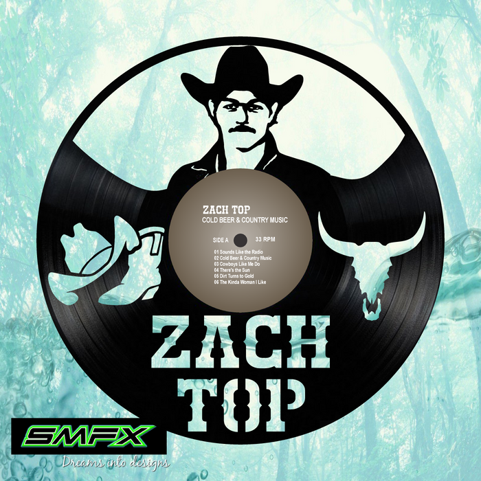 zach top Cut Vinyl Record artist representation or vinyl clock