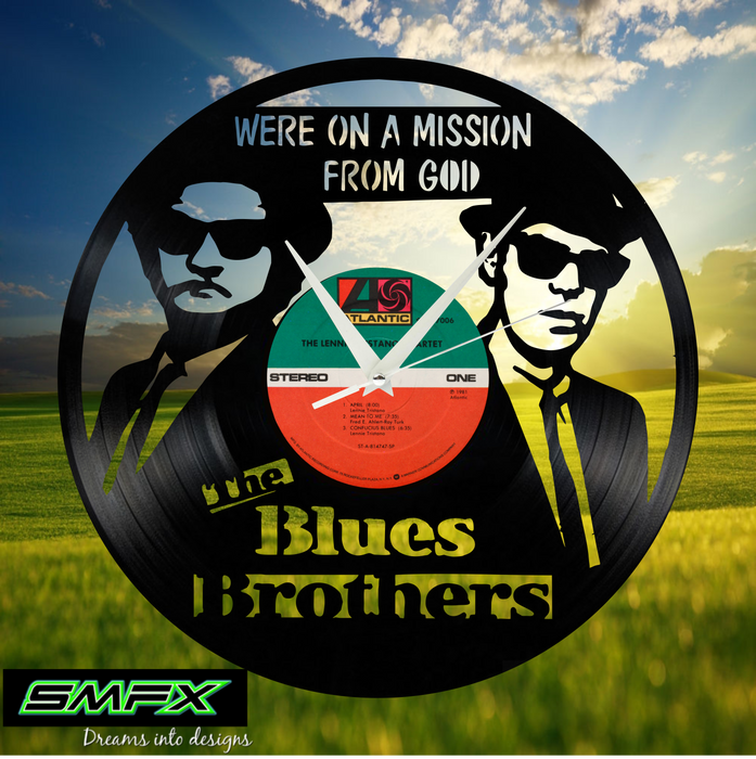 BLUES BROTHERS Laser Cut Vinyl Record artist representation or vinyl clock