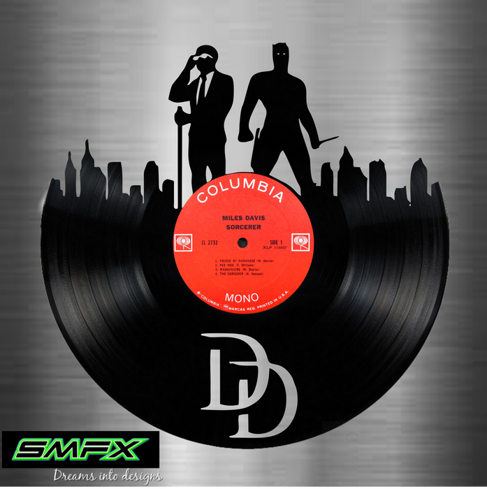 DAREDEVIL Laser Cut Vinyl Record artist representation or vinyl clock