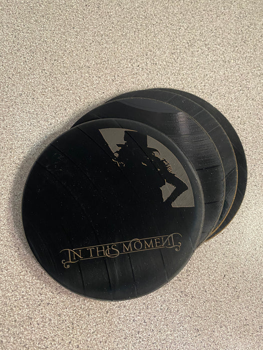 IN THIS MOMENT Laser Engraved Coaster Set of 4 Cut Vinyl Record artist representation